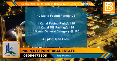 Residential Plot for Sale in Bahria Town, Lahore - (BP-93514)