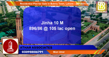 Residential Plot for Sale in Bahria Town, Lahore - (BP-93517)
