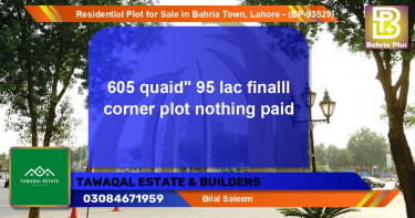 Residential Plot for Sale in Bahria Town, Lahore - (BP-93529)