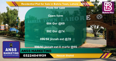 Residential Plot for Sale in Bahria Town, Lahore - (BP-93546)