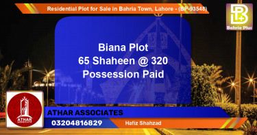 Residential Plot for Sale in Bahria Town, Lahore - (BP-93548)