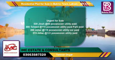 Residential Plot for Sale in Bahria Town, Lahore - (BP-93551)