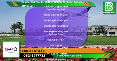 Residential Plot for Sale in Bahria Orchard, Lahore - (BP-93561)