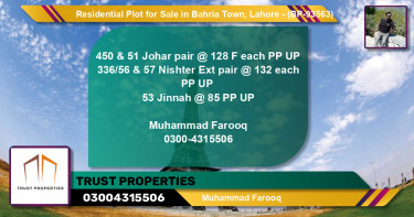 Residential Plot for Sale in Bahria Town, Lahore - (BP-93563)