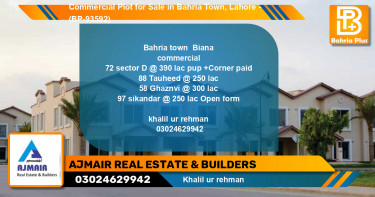 Commercial Plot for Sale in Bahria Town, Lahore - (BP-93592)