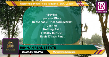 Residential Plot for Sale in Bahria Town, Lahore - (BP-93607)