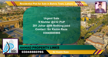 Residential Plot for Sale in Bahria Town, Lahore - (BP-93615)