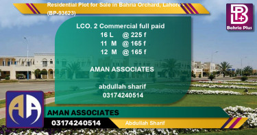 Residential Plot for Sale in Bahria Orchard, Lahore - (BP-93623)
