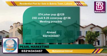 Residential Plot for Sale in Bahria Town, Lahore - (BP-93644)