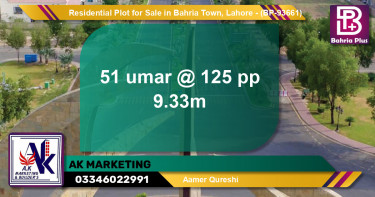 Residential Plot for Sale in Bahria Town, Lahore - (BP-93661)