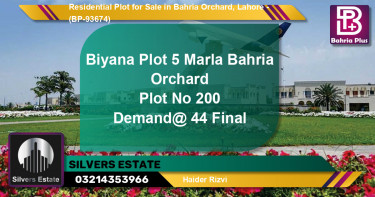 Residential Plot for Sale in Bahria Orchard, Lahore - (BP-93674)