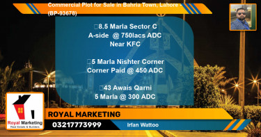Commercial Plot for Sale in Bahria Town, Lahore - (BP-93678)