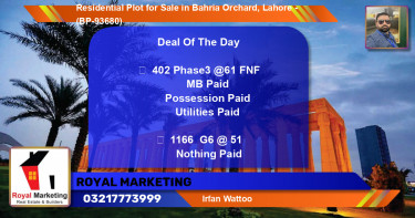 Residential Plot for Sale in Bahria Orchard, Lahore - (BP-93680)