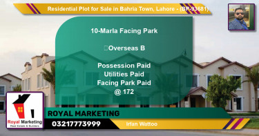 Residential Plot for Sale in Bahria Town, Lahore - (BP-93681)
