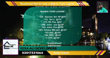 Residential Plot for Sale in Bahria Town, Lahore - (BP-93696)