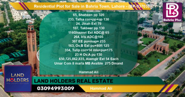 Residential Plot for Sale in Bahria Town, Lahore - (BP-93703)