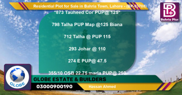 Residential Plot for Sale in Bahria Town, Lahore - (BP-93708)