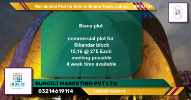 Residential Plot for Sale in Bahria Town, Lahore - (BP-93709)