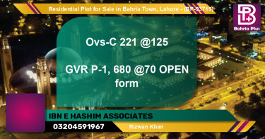 Residential Plot for Sale in Bahria Town, Lahore - (BP-93719)