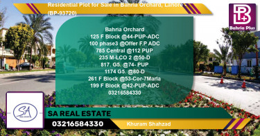 Residential Plot for Sale in Bahria Orchard, Lahore - (BP-93720)