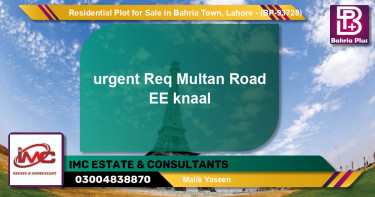 Residential Plot for Sale in Bahria Town, Lahore - (BP-93728)