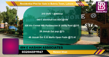 Residential Plot for Sale in Bahria Town, Lahore - (BP-93739)