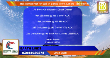 Residential Plot for Sale in Bahria Town, Lahore - (BP-93749)