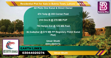Residential Plot for Sale in Bahria Town, Lahore - (BP-93750)