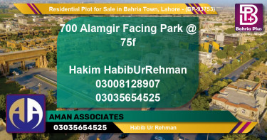 Residential Plot for Sale in Sector F - Alamgir Block -  Bahria Town, Lahore - (BP-93753)