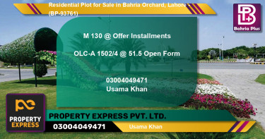 Residential Plot for Sale in Bahria Orchard, Lahore - (BP-93761)