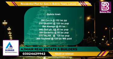 Residential Plot for Sale in Bahria Town, Lahore - (BP-93813)