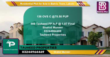 Residential Plot for Sale in Bahria Town, Lahore - (BP-93821)
