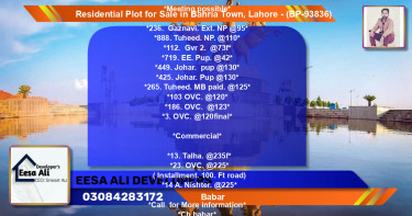 Residential Plot for Sale in Bahria Town, Lahore - (BP-93836)