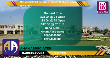 Residential Plot for Sale in Bahria Orchard, Lahore - (BP-93874)