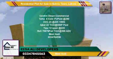 Residential Plot for Sale in Bahria Town, Lahore - (BP-93888)