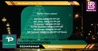 Residential Plot for Sale in Bahria Town, Lahore - (BP-93892)