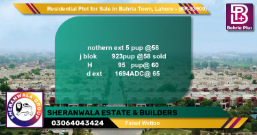 Residential Plot for Sale in Bahria Town, Lahore - (BP-93900)
