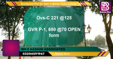 Residential Plot for Sale in Bahria Town, Lahore - (BP-93904)