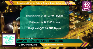 Residential Plot for Sale in Bahria Town, Lahore - (BP-93911)