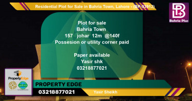 Residential Plot for Sale in Bahria Town, Lahore - (BP-93912)