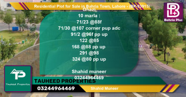 Residential Plot for Sale in Bahria Town, Lahore - (BP-93915)
