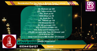 Residential Plot for Sale in Bahria Town, Lahore - (BP-93923)