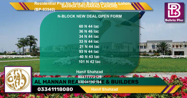 Residential Plot for Sale in Bahria Orchard, Lahore - (BP-93940)