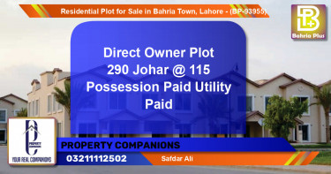 Residential Plot for Sale in Bahria Town, Lahore - (BP-93955)