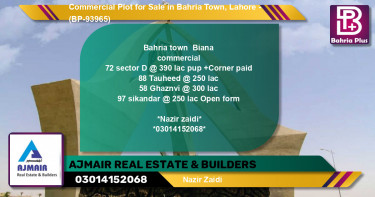 Commercial Plot for Sale in Bahria Town, Lahore - (BP-93965)