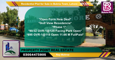 Residential Plot for Sale in Bahria Town, Lahore - (BP-94016)