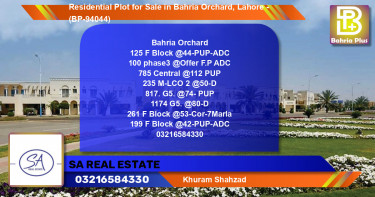 Residential Plot for Sale in Bahria Orchard, Lahore - (BP-94044)