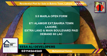 Residential Plot for Sale in Bahria Town, Lahore - (BP-94047)