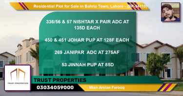 Residential Plot for Sale in Bahria Town, Lahore - (BP-94110)