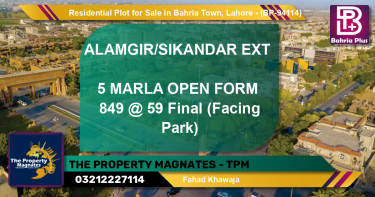 Residential Plot for Sale in Bahria Town, Lahore - (BP-94114)